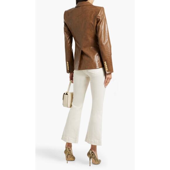 Veronica Beard Lawrence Croc Embossed Faux Leather Dickey Jacket New with Tags - Picture 2 of 8